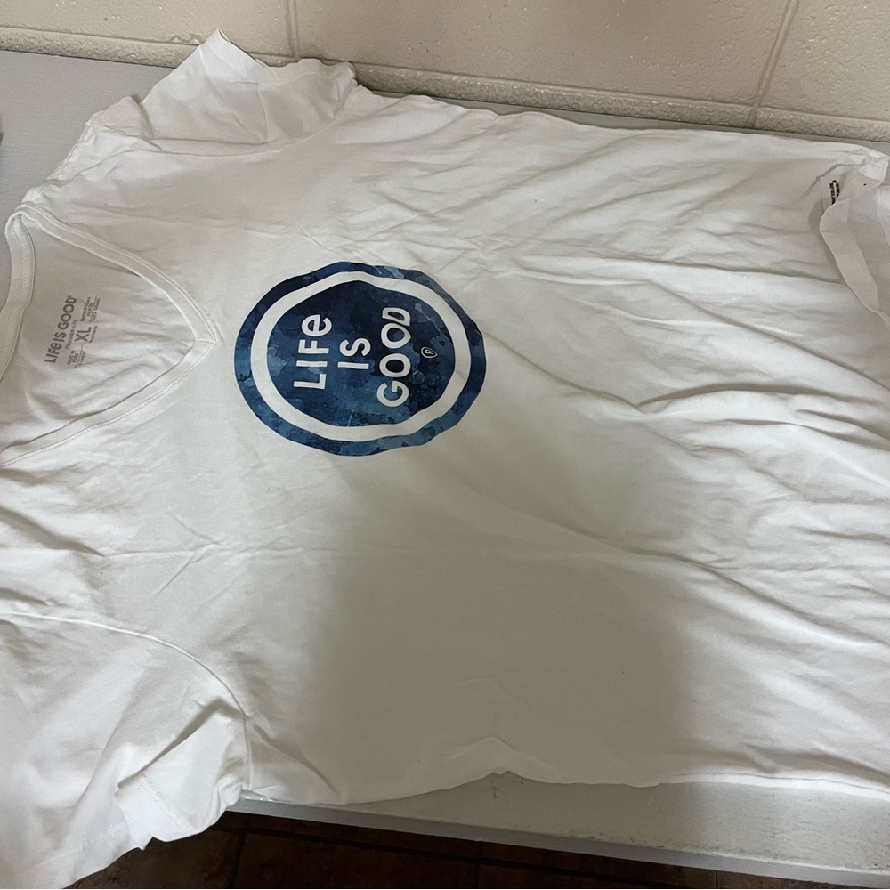 Life Is Good White V-Neck Tee